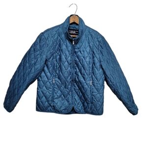 Lands End Blue Primaloft Quilted Full Zip Lightweight Jacket Blue Size L/P 14-16